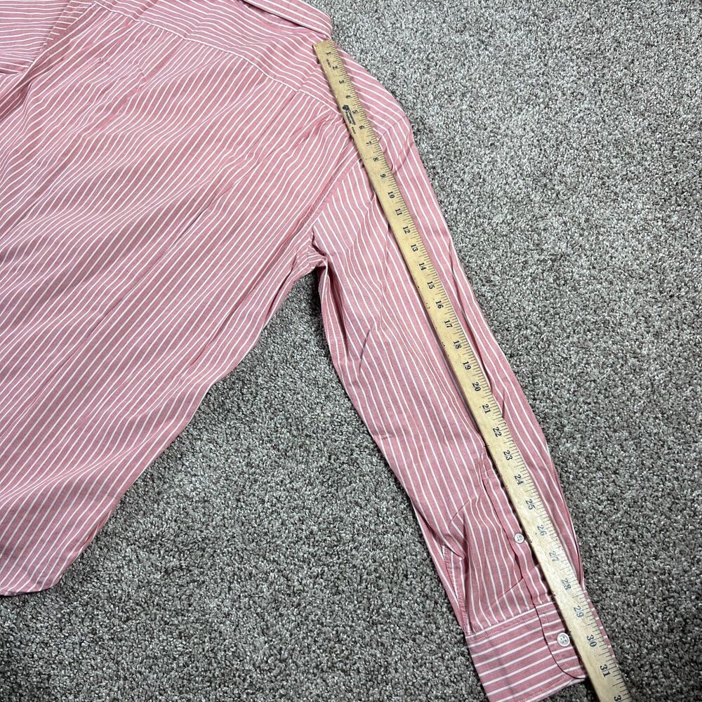 Sewn For J Crew Shirt Mens Large Pink Stripe Button Up 2 Ply Prep Classic - Picture 10 of 13